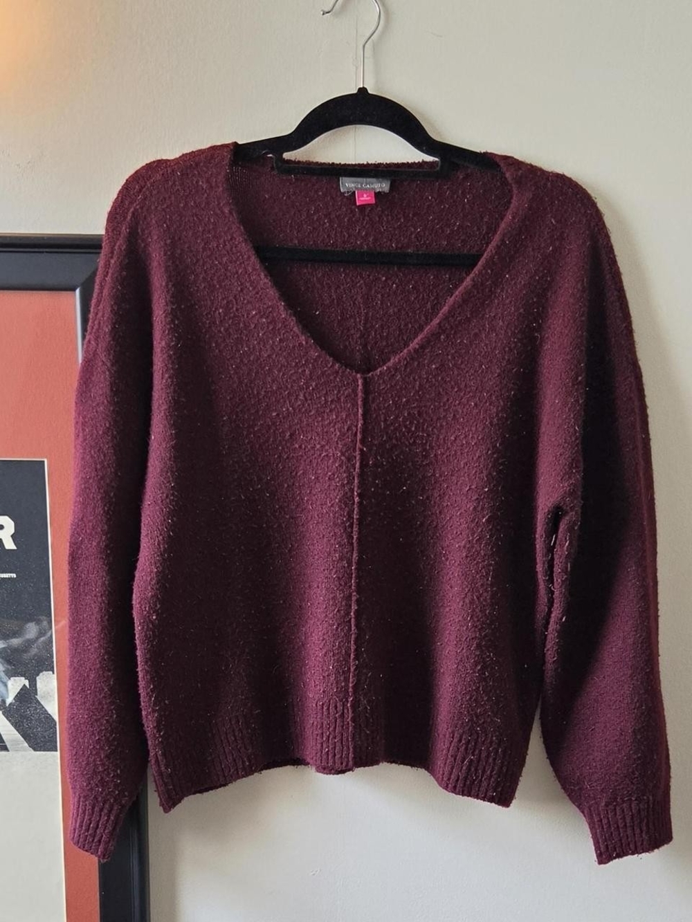 Vince Camuto Women's Deep Burgundy V-Neck Sweater